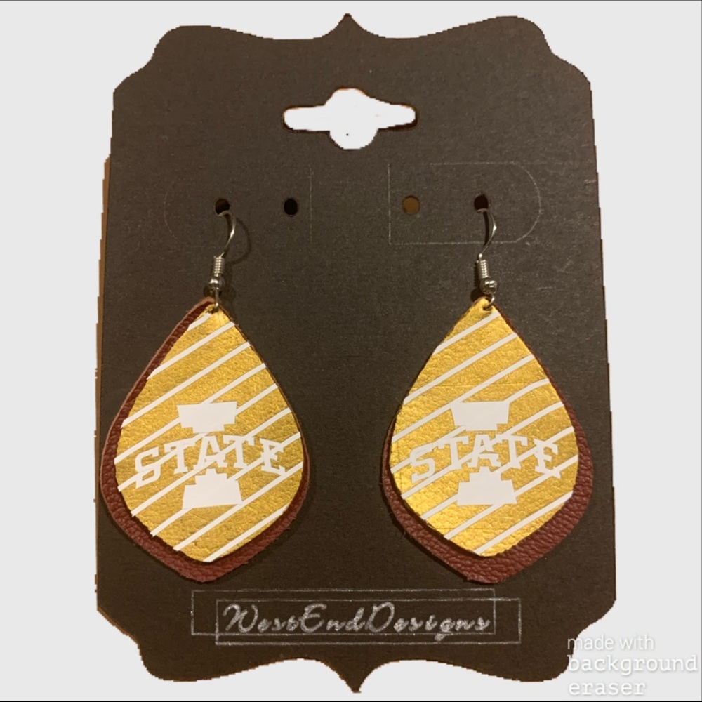 Iowa State Leather Earrings